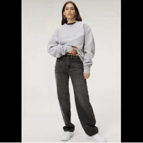 Good American Good 90s‎ Jeans Womens 27 Barrel Black Rigid Denim HR Y2K NWT - Picture 1 of 11